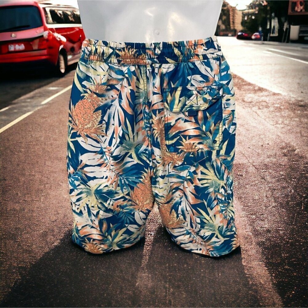 Caribbean Swimwear Men's Tropical Swimwear Trunks Size M Multicolor Pockets